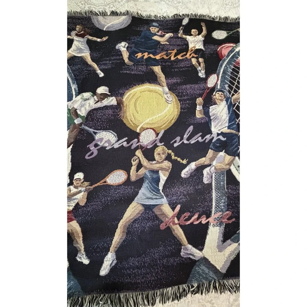 Tapestry Tennis Throw Ultimate Sports Woven Blankets Made In USA 70‎ X 52